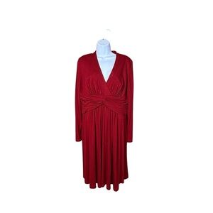Adrianna Papell Dress Size 16 Red Pleats